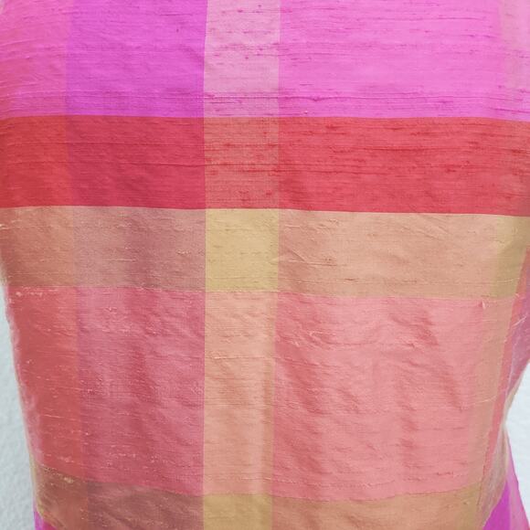 Liz Claiborne Pink Orange Block Pattern Silk Sheath Dress Size 6 - Picture 5 of 15
